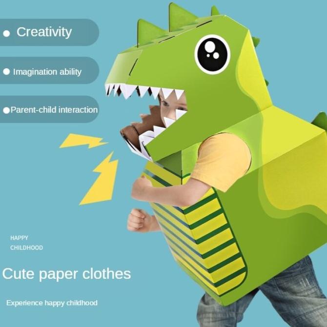 Kostum dinosaurus cardboard anak / kostum dinosaurus karton anak