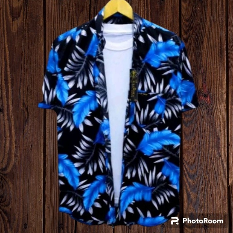 Original Kemeja Motif Pria Lengan Pendek Baju Motif Keren Kemeja/Hem Surfing 
