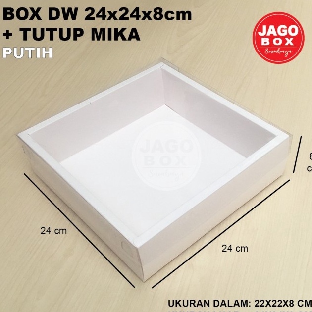 

乂 XIII 8397 Box DW Cake Roti Souvenir Putih + Tutup Mika 22X22X8 cm (uk.dalam) Ready Stok ❦
