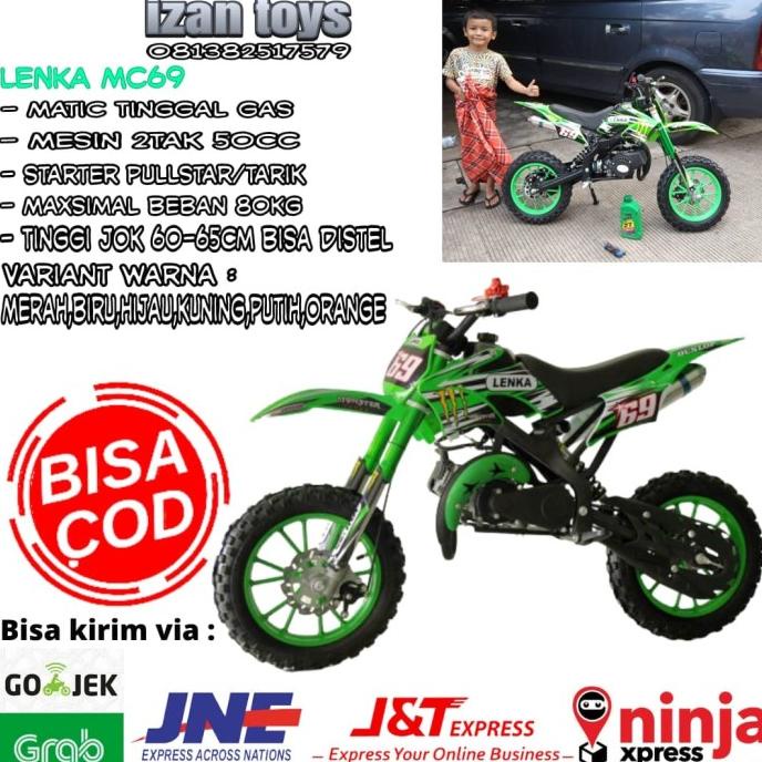 Motoran Anak-Motor Mini Anak-Motor Mini Trail-Motoran Anak Mc69-Hijau Original