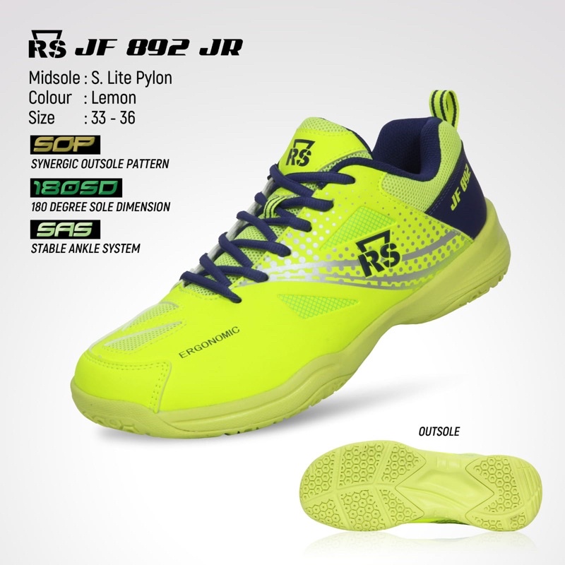 Sepatu Badminton Rs Jeffer 892 Junior - RS JF 892 - RS 892 Jr Anak Original