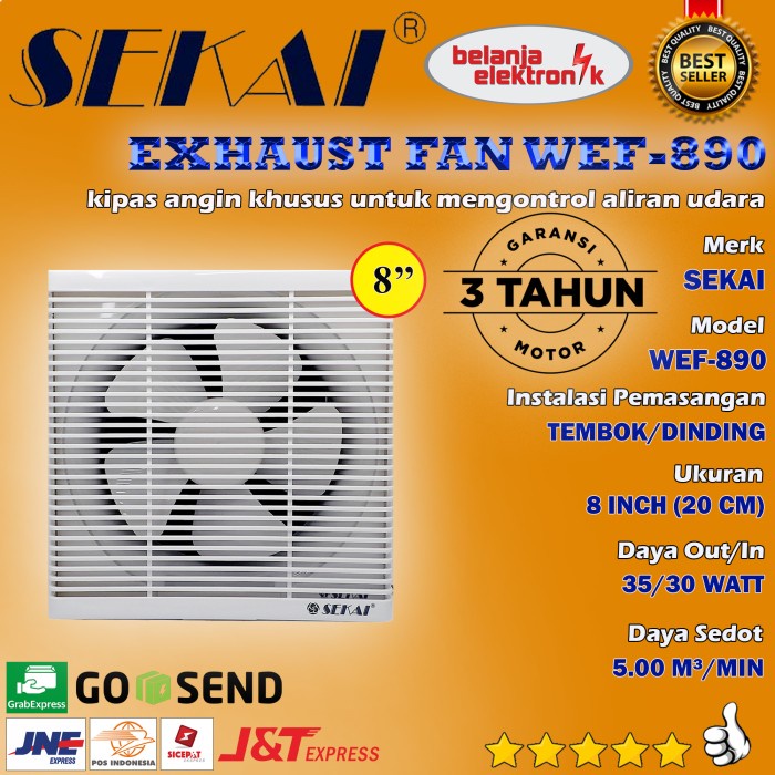 Sekai Kipas Angin Exhaust Fan Dinding Wef 890 Wef890 8 Inch Hexos