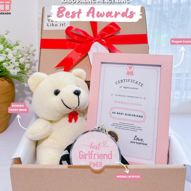 

♦ XIII 3986 - Kado Best Awards | Hampers Sertifikat Custom | Gift Medali Custom Boyfriend Girlfriend ORIGINAL% ｼ