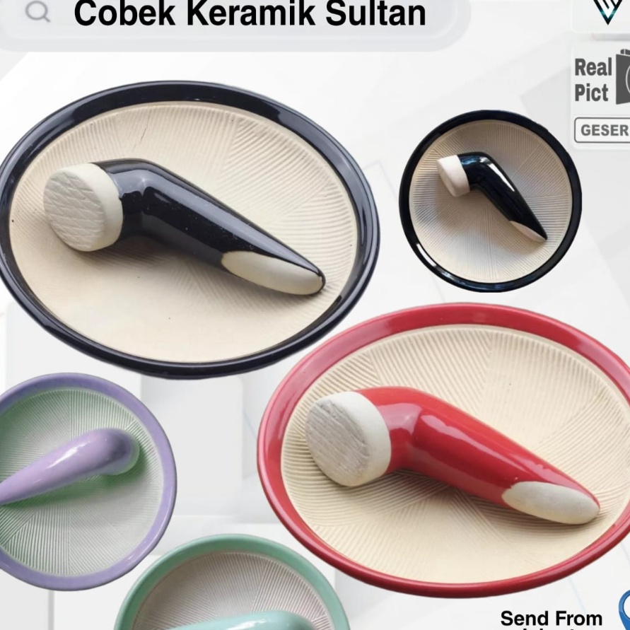 ✤Termurah✤ Cobek Keramik Estetik / Cobek + Ulekan Keramik Sultan Viral