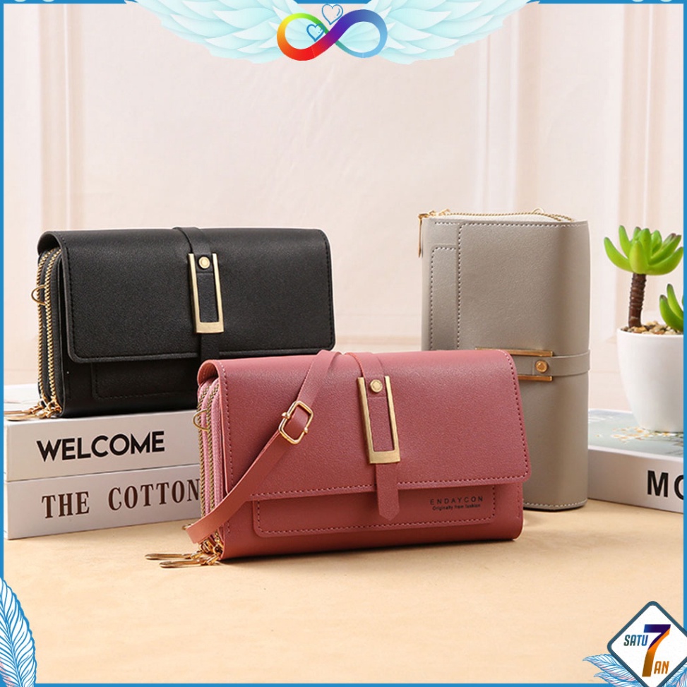 Terbaik.. Dompet Panjang Wanita Zipper Multifungsi Fashion Korea Style Kasual Tas Selempang Hp Cewek