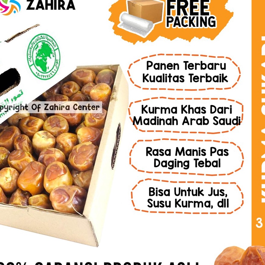 

Discount Today Kurma Sukari Basah Dus 3KG Lembut Manis Daging Tebal Kurma Raja Madu MPASI Nabeez Jus Penambah Imun !