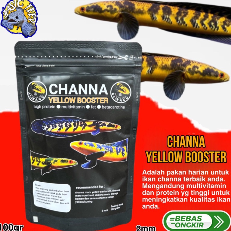 BIG SALE CHANNA YELLOW BOOSTER | setara pelet premium 88 | pelet ikan channa maru yellow sentarum | 