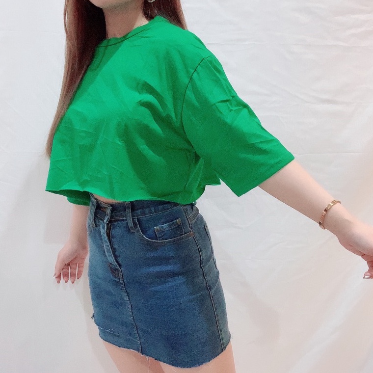 HOT SALE. Drop Shoulder Oversized Crop Top | Baju Kaos Polos Jumbo Bigsize Wanita Korean Oversize | 