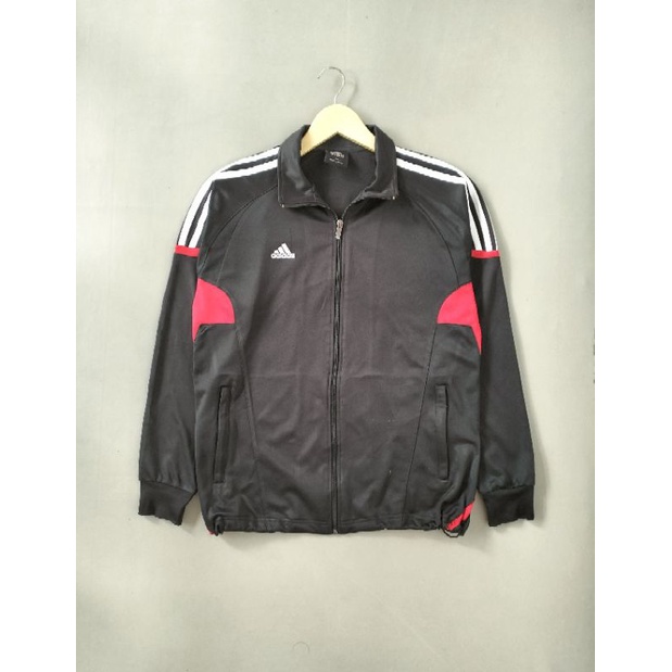 Jaket tracktop Adidas hitam merah original second