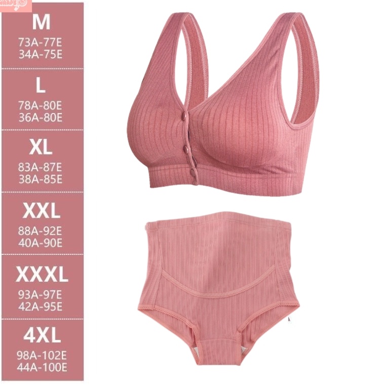 SHOPEE MALL ANGEL MOMMY Jumbo Bra Menyusui Kancing Depan Tanpa Kawat Katun Nursing Bra Celana Dalam 