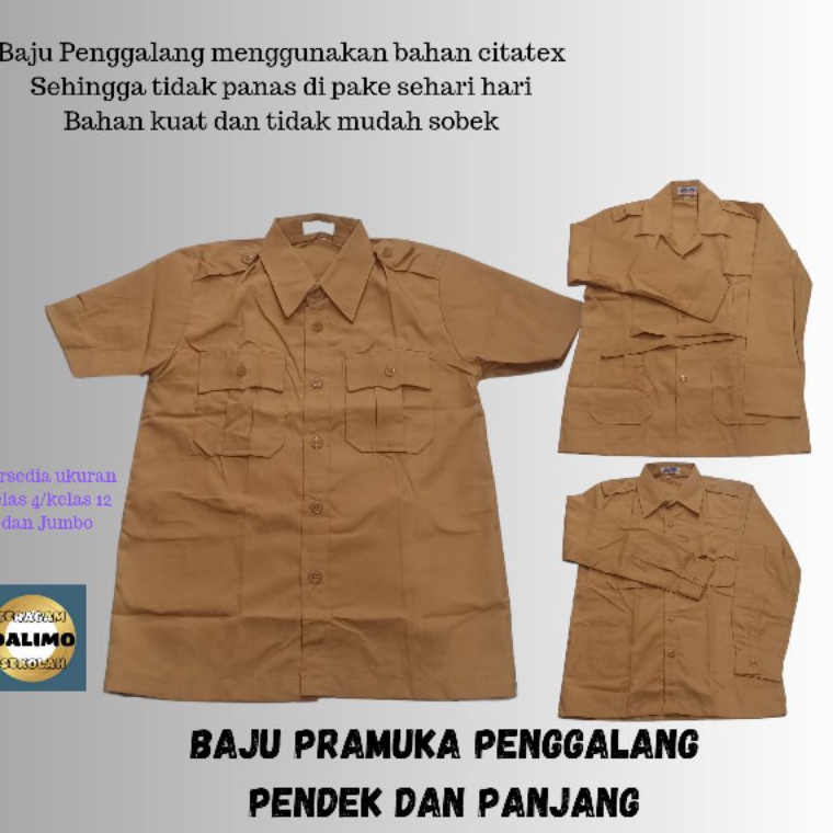 READY. BAJU PRAMUKA PENDEK DAN PANJANG SD/SMP/SMA DAN JUMBO SERAGAM DALIMO BAJU PRAMUKA PENDEK BAJU 