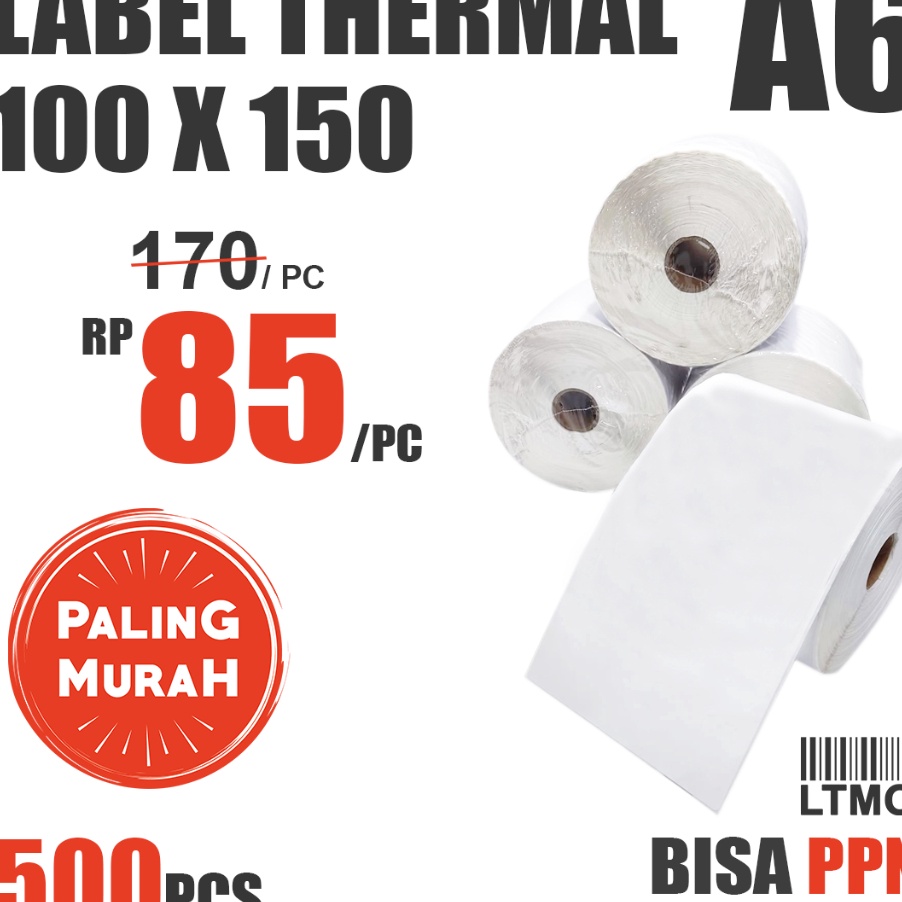 

♜ MM 1328 Label Barcode MURAH 100 x 150 A6 kertas stiker thermal 500 pcs ⚡TOK SIAP 【COD ❁