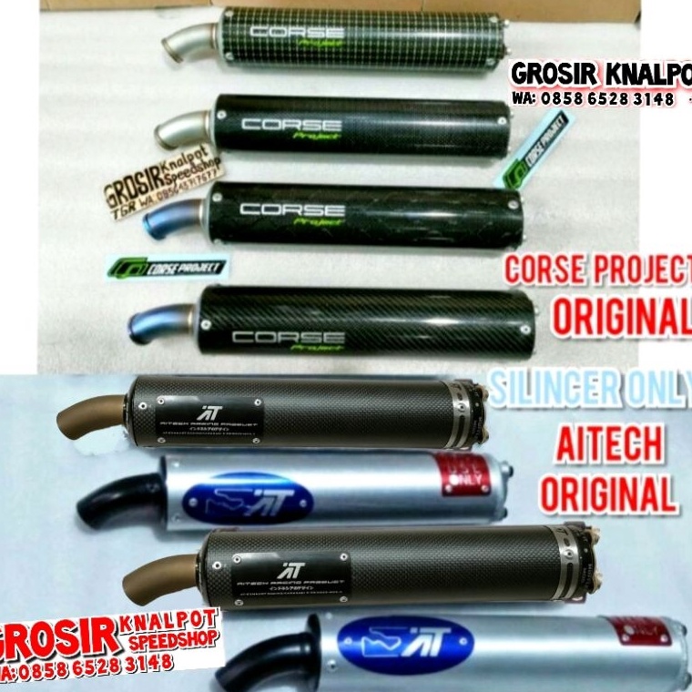 Harga Spesial.. Silincer knalpot Aitech & Corse Project original new Model Carbon Kevlar Asli & silv