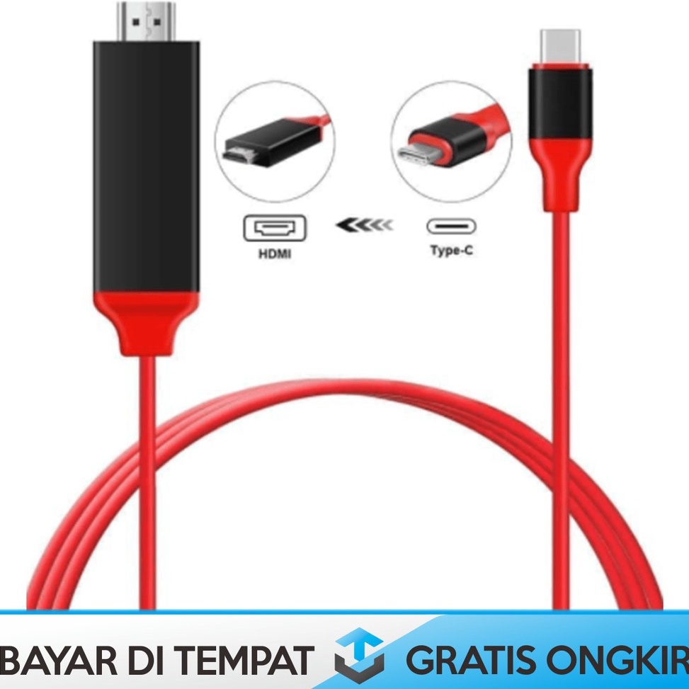 AH KABEL CONVERTER TYPE C TO HDMI ADAPTOR HDMI KE TIPE C HDTV HP KE TV 2M ✣ D 웃