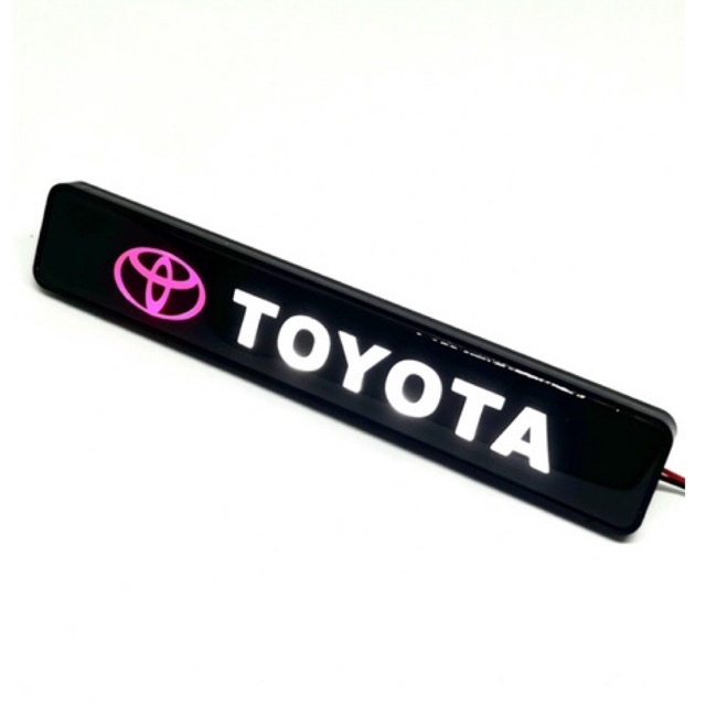 Emblem Stiker LED Lampu Logo Tulisan Toyota Aksesoris Grill Depan Mobil Universal