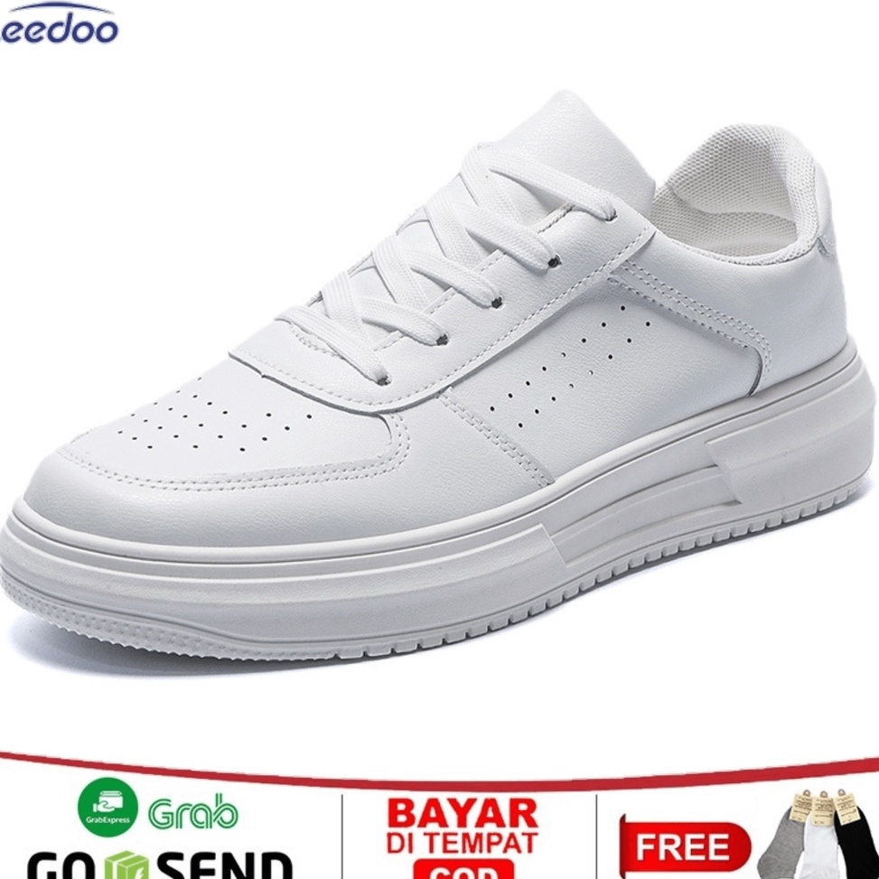 PALING LARIS Leedoo Sepatu Sneakers Pria Sepatu Putih Casual Sepatu Tali Import MC427