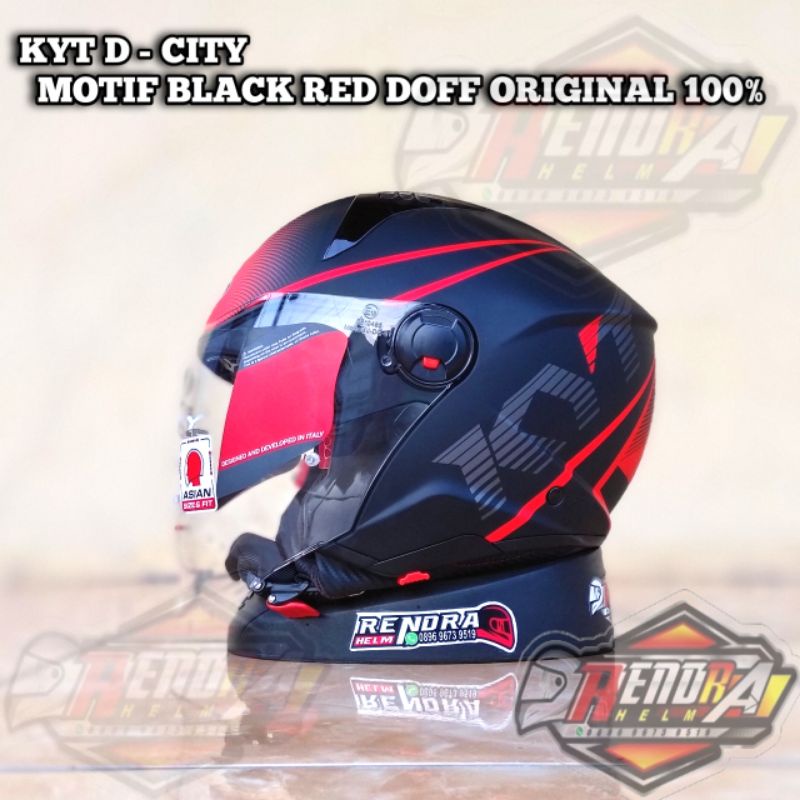 Helm KYT D City Motif Black Red Doff. Original 100% Ogkir Termurah 2kg