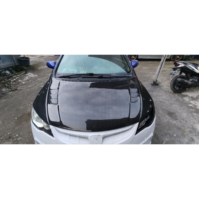 kap mesin civic fd type mugen carbon