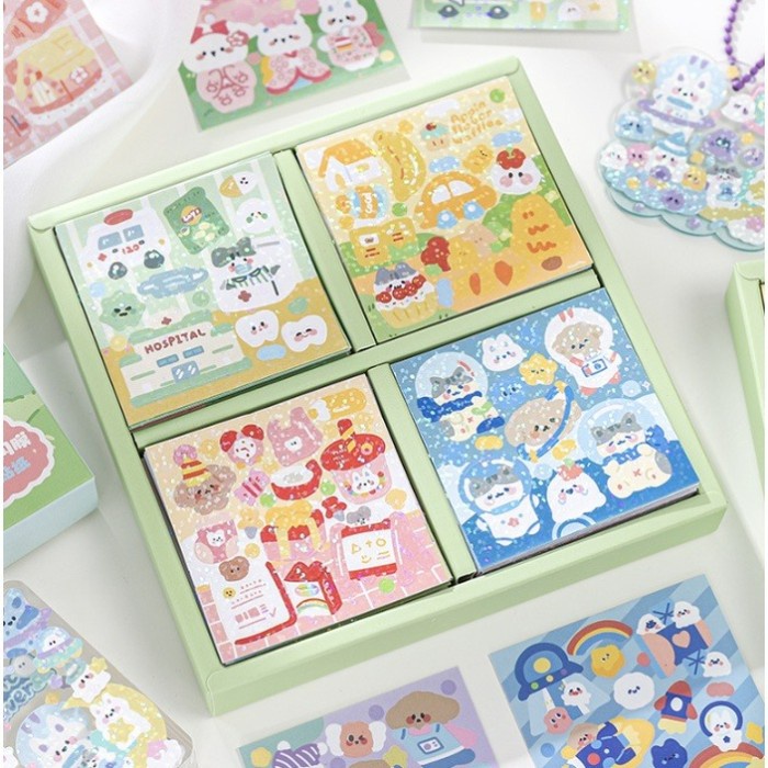 

Stiker Glitter 1 Pak Isi 25 lembar Planner Scrapbook Tempel Cute