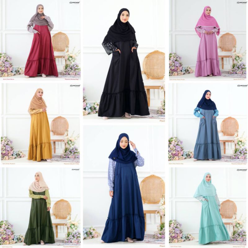 MICHAN - KARIN DRESS ORIGINAL/GAMIS BUSUI SYARI/SERAGAM PENGAJIAN/GAMIS DAILY