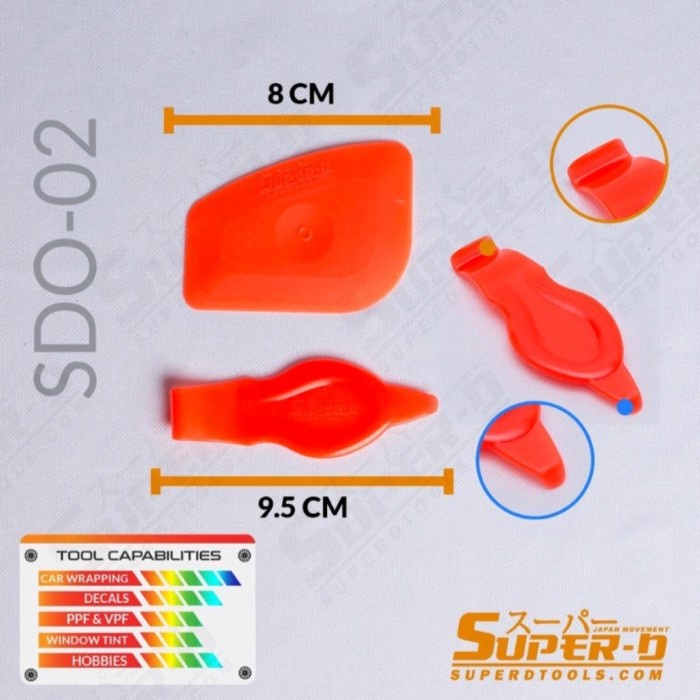 

Best Seller Super D Sdo 02 Orenji Plastic Mini Squeegee Set Detailing Wrapping Pro