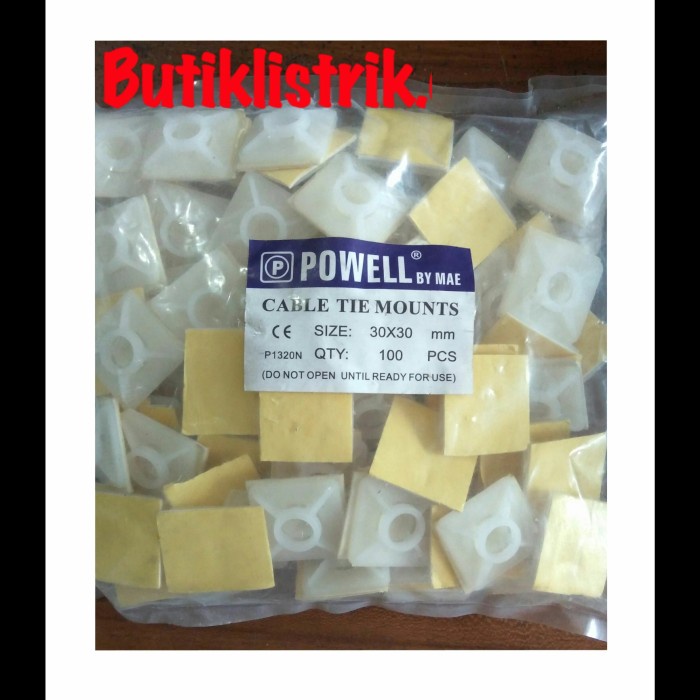 

Powell Cable Tie Mounts 30x30mm 1pak Isi 100pcs Pengikat Kabel Ties