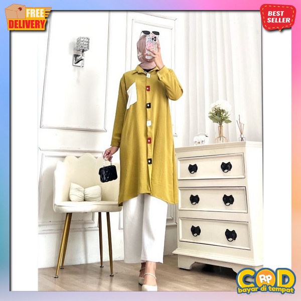 Bju Dress Panjang Selutut Polos Atadan Tren Size S M L Xl Xxl Wanita Long Tunik Masa Kini Thonik Cew