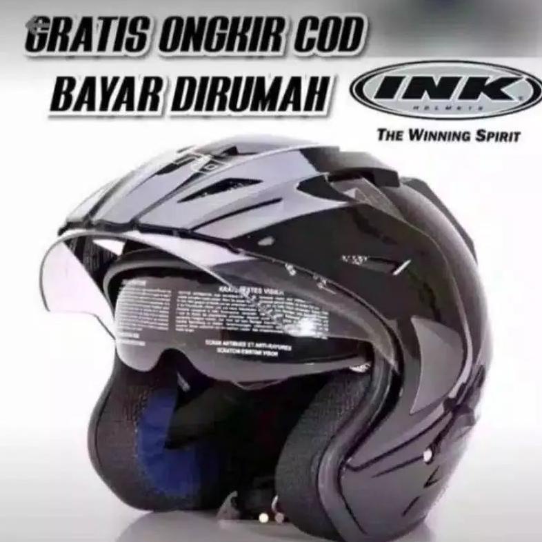( Bayar Ditempat ) (  INSTAN ) HELM INK DOUBLE VISOR  STIKER KUALITAS  SNI BMT ,.