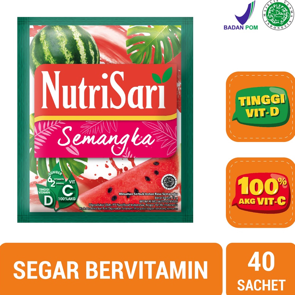 

Terjangkau NutriSari Semangka 40 sachet - Minuman Buah Vitamin C & Vitamin D