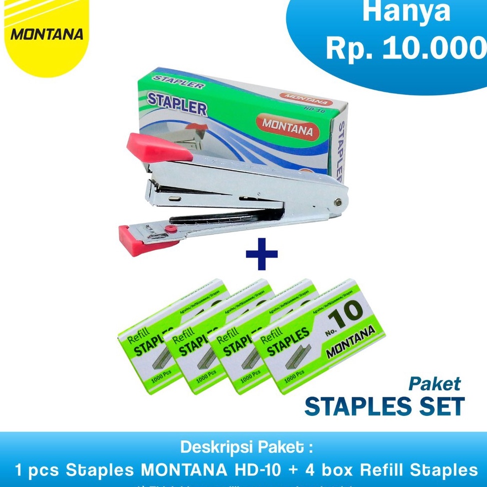 

On Sale STAPLES SET !!! 1Pcs Montana Stapler HD-10 + 4pcs Isi Stapler RS-10 284