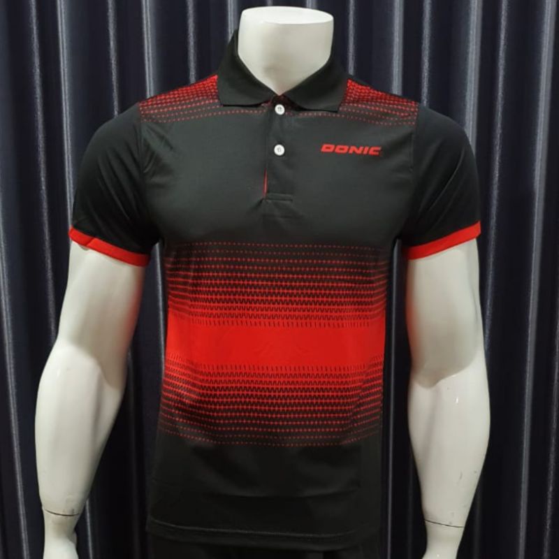 DH4 [D2276 HITAM MERAH] KAOS DONIC T GO PREMIUM TERBARU SERIES JERSEY BAJU TENIS MEJA PINGPONG SPORT