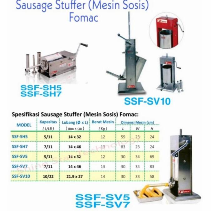 @=@=@=@=] Sausage Stuffer Fomac SSF ( SH5 SH7 SV5 SV7 SV10 ) Mesin Sosis