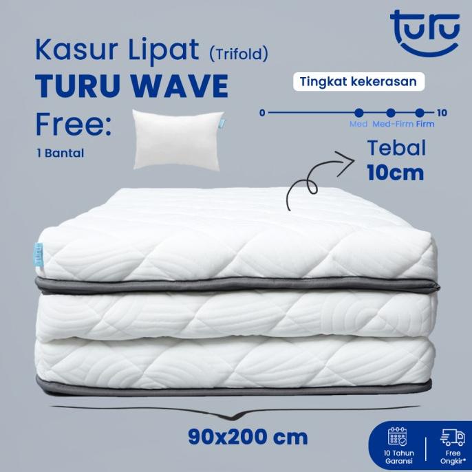 Kasur Lipat Lantai Trifold Premium TURU Wave Rebounded uk. 10x90x200