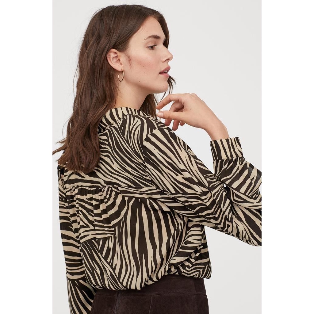 HM Kemeja Lengan Panjang Wanita Motif Long Sleeves Blouse [HM-3846]