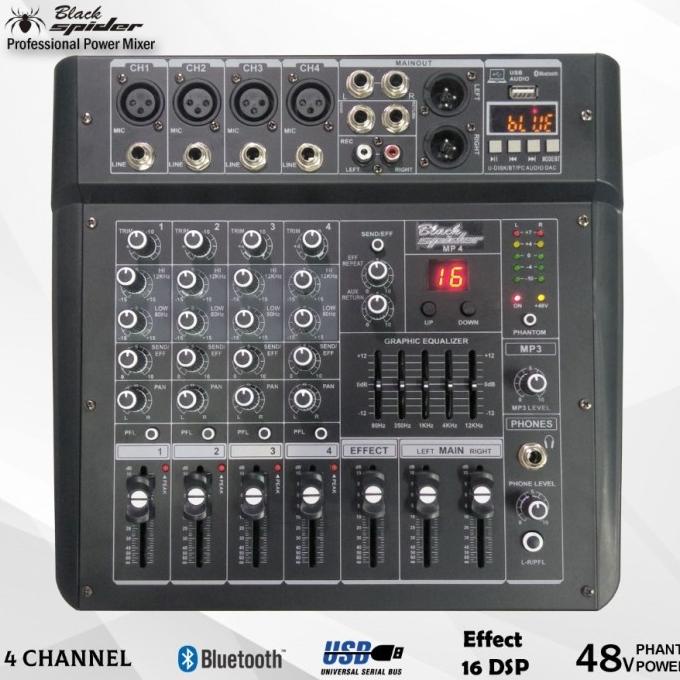 Sale Power Mixer Audio 4 Channel Black Spider Mp-4 Original Termurah Terlaris