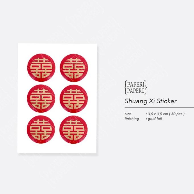 

>*>*>*>*] Shuang Xi Sticker - Stiker Double Happiness Merah Chinese (30 pcs)