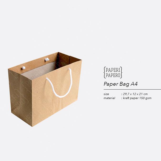 

=====] Paper Bag / Shopping Bag A4 Coklat untuk Kue & Bingkisan - 30x12x21 cm
