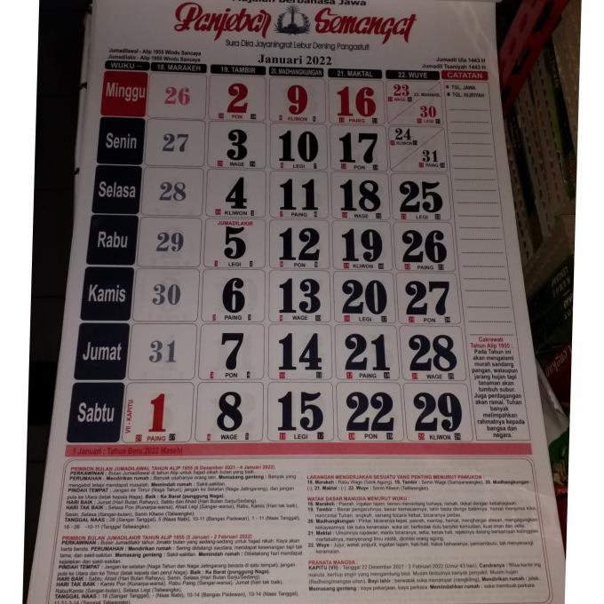 

:=:=:=:=] Kalender Panjebar Semangat 2022 - Kalender Primbon Jawa