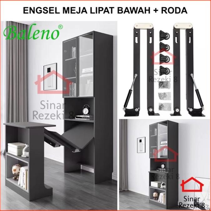 :=:=:=:=] Engsel Meja Lipat Bawah + Roda Baleno / Fold Down Lemari Meja Tarik