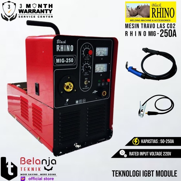 Rhino Welding Machine Black MIG 250 A Travo Trafo Las CO2 220V 1 Phase keren