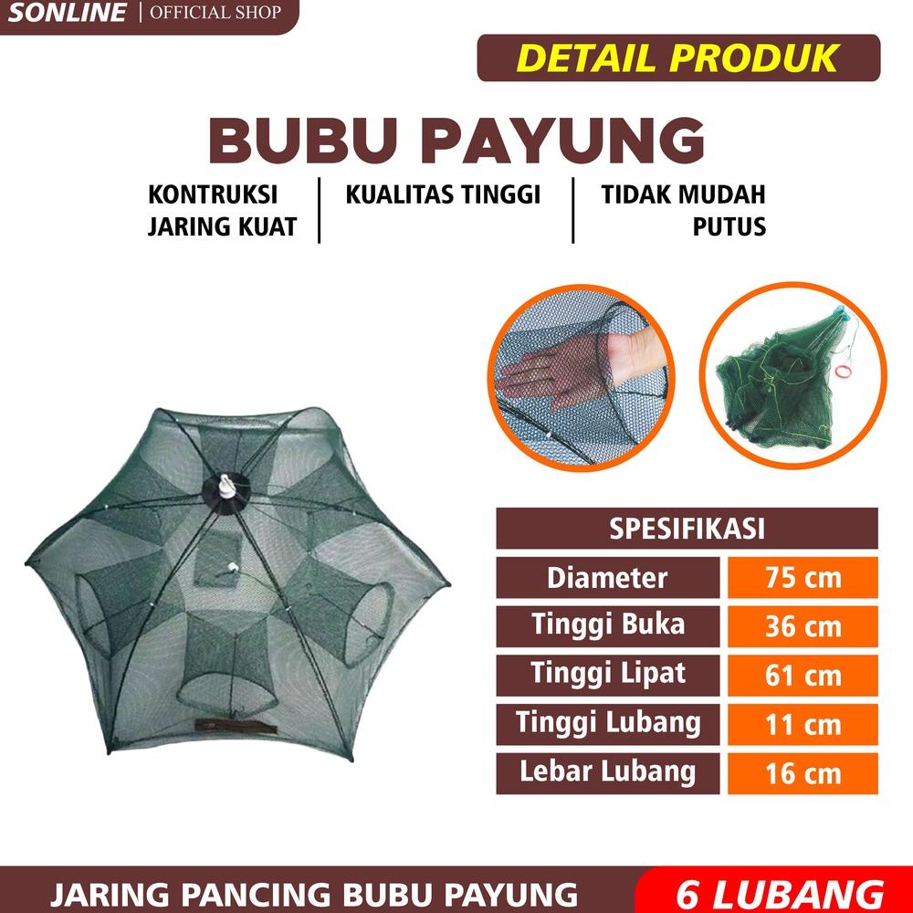 Terlaris Sonline Payung Bubu Jaring 6 Lubang Jebakan Perangkap Udang Ikan Kepiting Model Payung 6 Lu