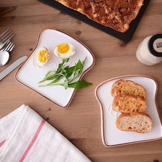 Mamimimy Piring Keramik Unik Dan Lucu Bentuk Roti Tawar Polos