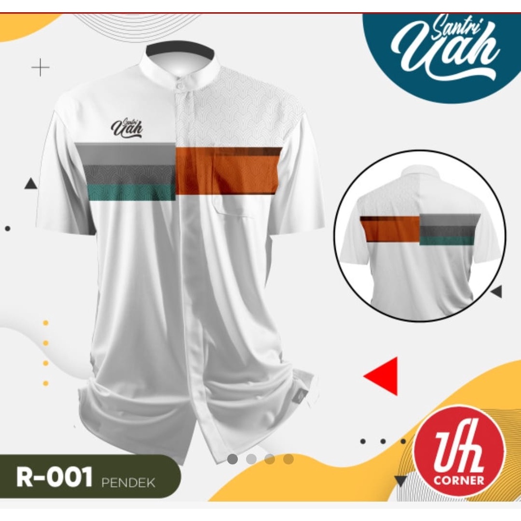 SPESIAL Baju koko santri UAH warna putih lengan pendek kualitas premium hight kualitas lembut halus 