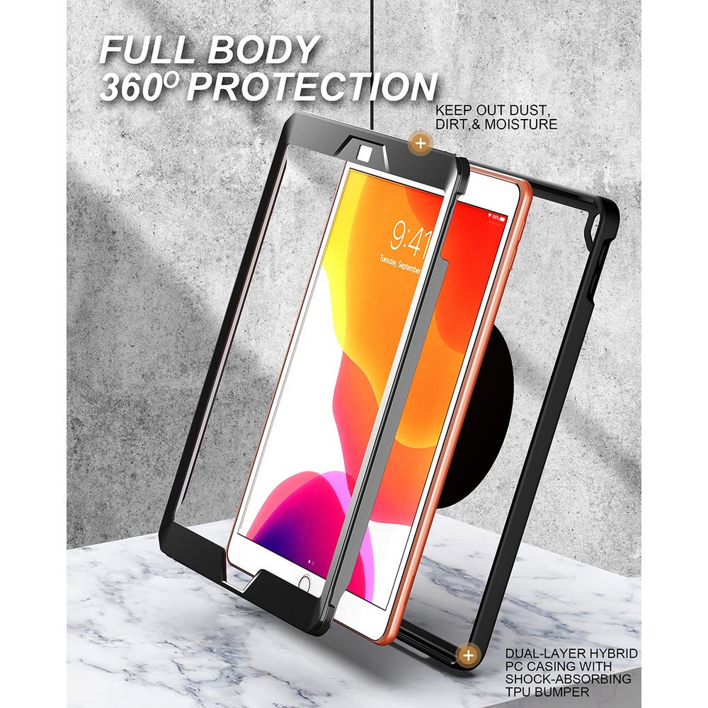 Untuk iPad 10.2 2021 2020 2019 9th 8th 7th Gen Pro 10.5 6 5 9.7 2017 2018 Air3 2 1 Fashion Tablet Case360° Rotating Stand Full Body Protection 2in1 Rangka Lepas Pasang Penutup Bening