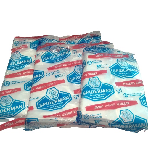 [2 Pack] Kresek Bening Spiderman 15 Kecil | Kresek Bening Bening Tanggung 24 Besar 28