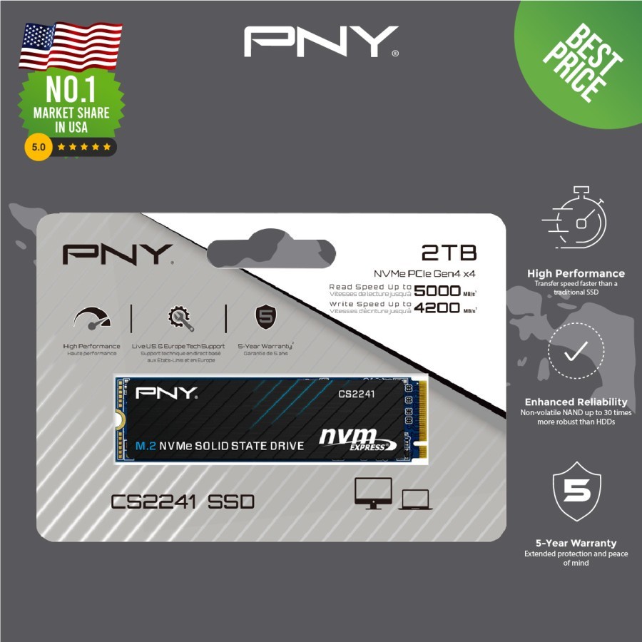 SSD PNY CS2241 M.2 NVME 2TB - Gen4x4