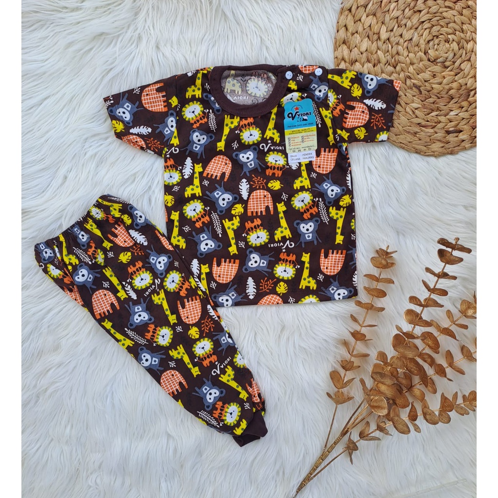 stelan baju bayi laki laki perempuan lucu murah motif printing monkey PENDEK PANJANG celana pampers 3-18 bulan