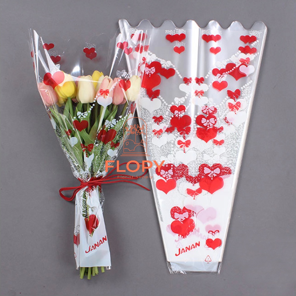 

[10 Lembar] Plastik Bunga Love BESAR / Plastik Bunga Love KECIL