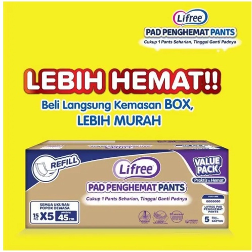 Lifree Pads Penghemat Pants Value New Putih 45 cm per satuan bungkus Asli