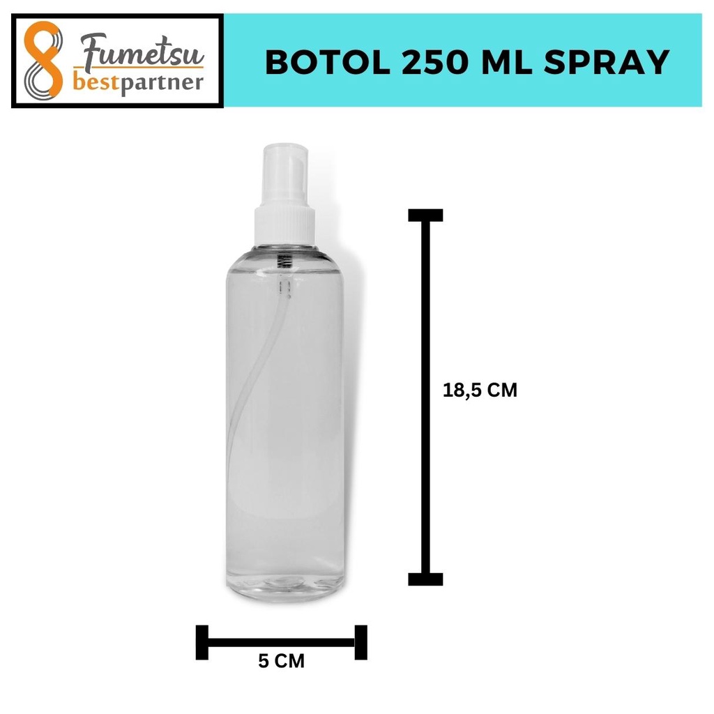 Botol Bening Spray PET Bening Kemasan 250ML Tutup Botol Spray